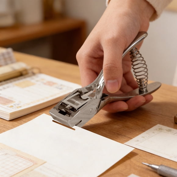 Klonfd Perforatrice de Bureau Efficace pour Travaux Manuels - Alignement Précis des Trous 2 Perforatrices avec Mécanisme de Bourrage Pièce de Rechange Incluse Construction en Acier