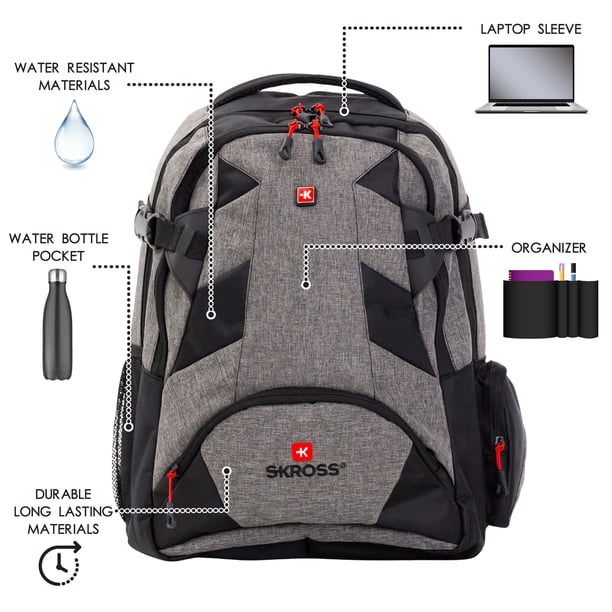 saku SKROSS School Backpack with Padded Straps and Laptop Pocket, Back