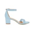 thumbnail image 3 of BLISSFUL STEP Outfit Women's Shoes Open Toe Mid Block Heel Ankle Strap Faux Suede Sandals Sky Blue 8.5, 3 of 7