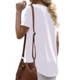 thumbnail image 3 of Birdeem Womens Casual Loose Solid Color Crewneck Short Sleeve Button T-Shirt Tops, 3 of 6