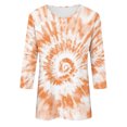 thumbnail image 5 of RXIRUCGD T-shirt Mode Imprimé Col Rond Manches 3/4 pour Femme, Orange, Taille: S, 5 of 5