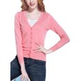 thumbnail image 3 of Innerwin Cardigan Sweater V Neck Ladies Coat Fall Solid Color Loose Outwear Pink L, 3 of 5