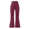 thumbnail image 2 of Innerwin Bas Couleur Unie Pantalons de Yoga pour Femmes Entraînement Taille Élastique Pantalons Simples Rouge Vin G, 2 of 6