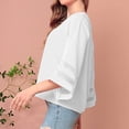 thumbnail image 5 of Timegard Hauts pour Femmes Col en V Manches 3/4 Chiffon Léger Ample Décontracté Fluide Haut Blouse Plage, 5 of 5