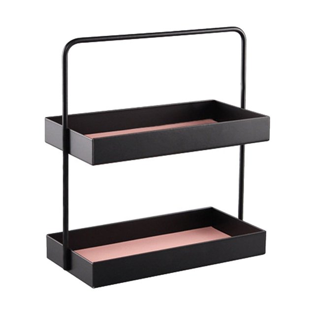Cosmetic Cases 2 Tier Countertop Organizer For Bathroom Counter Shelf Serving Tray Cosmetic Perfume Storage Rack Kitchen Rack Bathroom Accessories Organizer Rectangle Black, Cosmetic Cases for Women