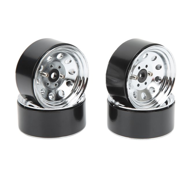 RC Moyeu de Roue, Fer Résistant à l'Usure 4PCS Facile à Installer Moyeu de Roue RC Beadlock 1,9 Po pour Remplacement Noir, Blanc, Argent, Ti Couleur