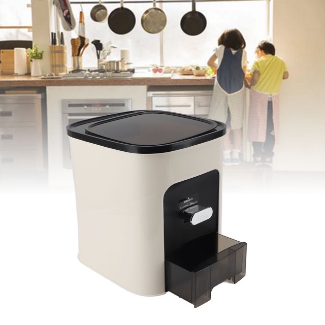 Distributeur de Riz, Conteneur de Stockage de Grains Robuste et Durable avec Couvercle Hermétique, Seau de Cuisine Multifonctionnel pour Farine et Grains, Matériau Pet PP