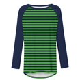 thumbnail image 4 of Blouses pour Femmes Chic Décontracté Femmes Chandail à Rayures Surdimensionné Manches Raglan Longues Col Rond Chandails à Enfiler Chemises 2024 Automne Chandail à Enfiler Tunique Ample Hauts S-109 Vert TTG, 4 of 5