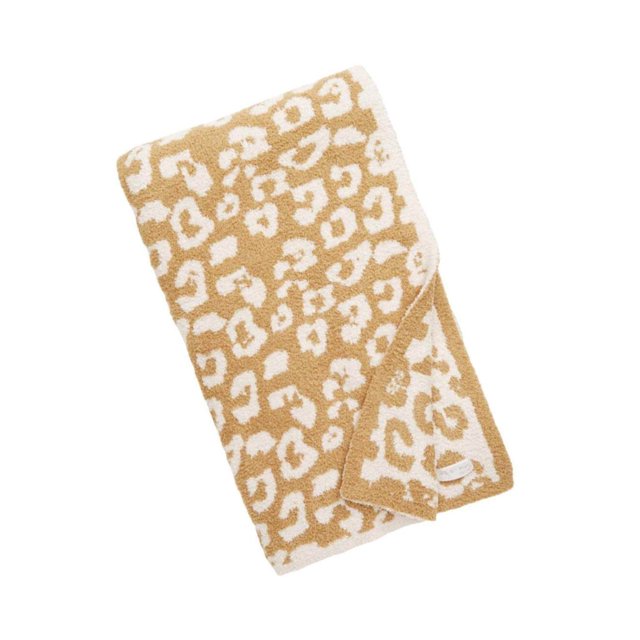 serony Throw Blanket Leopard Print Flannel Fleece Blankets Plush Sofa Blankets light tan 51x71in