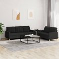 thumbnail image 1 of vidaXL 2 Piece Sofa Set with Cushions Black Fabric, 1 of 4