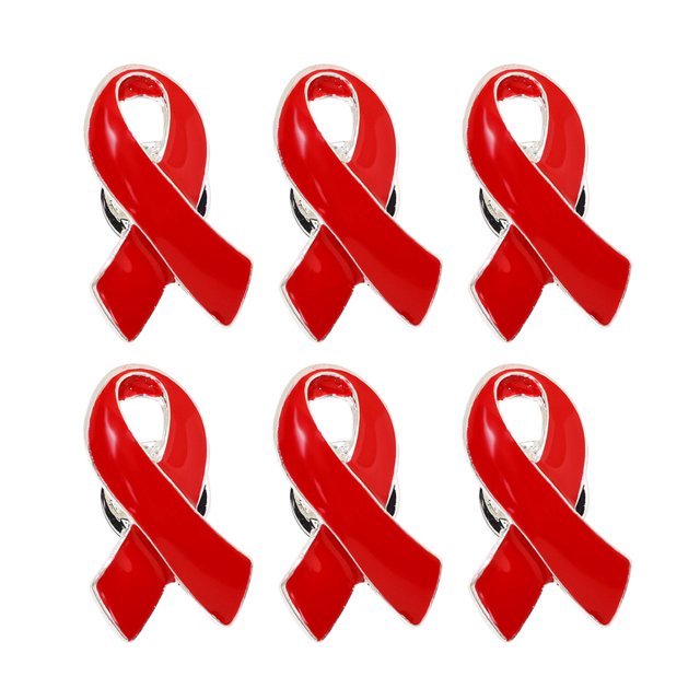 6 Pcs Épingles Ruban Rouges Décoration Badge Ruban Rouge Broches pour Prévention du VIH
