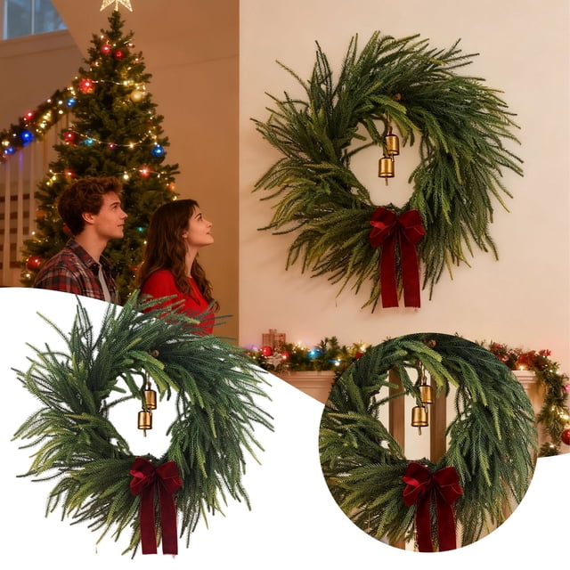 24 Inch All Season Decorative Wreath for Front Door Porch Window Wall Home Indoor and Outdoor Display