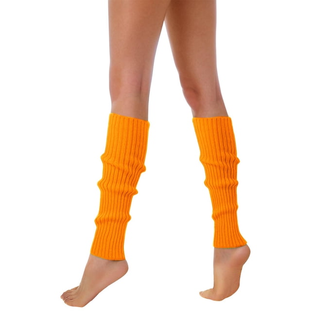 Kcodviy 80S 90S Leg Warmers Basketball Socks for Women Neon Ribbed Cushioned Socks for Women Leg Socks Stylish Accessories Compression Socks Pack Colorful Fluorescent Wool Knitted Sock Sleeves