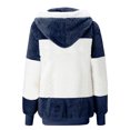 thumbnail image 5 of EGNMCR Womens Winter Fuzzy Fleece Jacket Hooded Drawstring Color Block Patchwork Cardigan Zipper Pullover Coats Outerwear with Pockets, 5 of 5