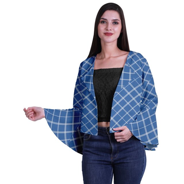 Moomaya Printed Summer Clothes For Women Front Open Bell Sleeve Short Shrug Cardigan