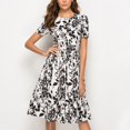 thumbnail image 5 of Ketyyh-chn99 Robes Maxi pour Femmes Grande Taille Robe Mini Robe de Fête Robe d'Été Manche à Volants Ample Fluide Plissée Robe Mini D,2TG, 5 of 5