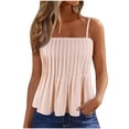 thumbnail image 1 of AherBiu Camisole Tops for Women Boho Ruffle Spaghetti Strap Square Neck Sleeveless Ruched Cute Tank Tops, 1 of 6