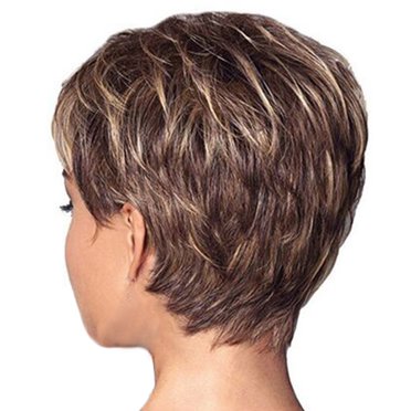 Perruque Bouclée Courte Cheveux Bouclés Perruque Mode Coupe Courte Cheveux Bouclés Dégradé de Couleur Perruques Courtes Synthétiques