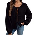 thumbnail image 2 of Yuyuzo Cardigans pour Femmes à Manches Longues, Col Ras du Cou, Tricot, Épaules Tombantes, Chandail, Automne Hiver, Veste Courte, 2 of 7