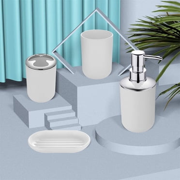 TIMIFIS Bathroom Set 4 Piece Bathroom Accessory Set With Soap Dispenser Pump, Toothbrush Holder, Tumbler And Soap Dish Mothers Day Gifts - Spring