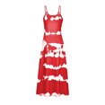 thumbnail image 2 of Daeful Robes Maxi Teinture sur Nœuds Longue Robe Sans Manches Robe d'Été Kaftan Ample Col en V Rouge Vin TTG, 2 of 7