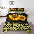 thumbnail image 1 of Erosebridal Botanical Sunflower Bedding Twin Comforter Set, Gold Leopard Cheetah Print Duvet Insert, Reversible 2pcs, 1 of 7