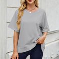 thumbnail image 2 of T-shirts à Manches Courtes pour Femmes Été Col Rond Décontracté Mode T-Shirt Basique Vêtements Mignons Tenues Tendance, 2 of 6