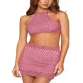 thumbnail image 1 of Ensemble 2 Pcs Sans Manches Bodycon Tricoté pour Femmes Haut Court Col Halter + Jupes Courtes Mode Urbaine, 1 of 7