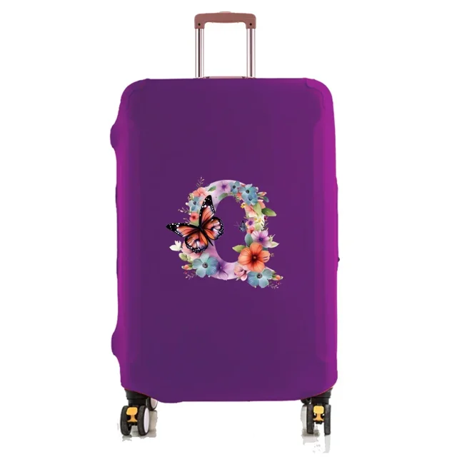 Travel Luggage Cover Baggage Suitcase Protector Washable Reusable Dustproof Scratch-proof Suitcase Cover Butterfly Print Pattern 8butterfly letter Q S