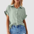 thumbnail image 2 of Women's Solid Color Casual Batwing Sleeve Button Pocket Short Sleeve Shirt, 2 of 4