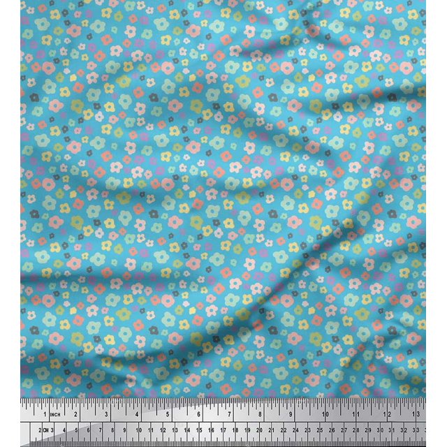 Soimoi polyester Crepe Fabric Flower Artistic Decor Fabric Printed Yard 42 Inch Wide