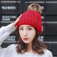thumbnail image 4 of Women‘S Warm Solid Thicken Wool Hat Stripe Knit Windproof Cap, 4 of 5
