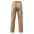 thumbnail image 4 of Men's Four Seasons Street Men Pants Leisure Sports Multi Pocket Work Pants with Phone Pocket Foot Mouth Cap Rope Chef Work Pants Waist Lace Up Patchwork Ribbon Standard Woven Cargo Trousers, 4 of 5