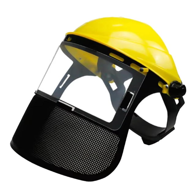 Strimming Face Adjustable Safety Helmet with Visor, Full Face Mesh Protective Mask for Brush Cutter Forestry Gardening Protection