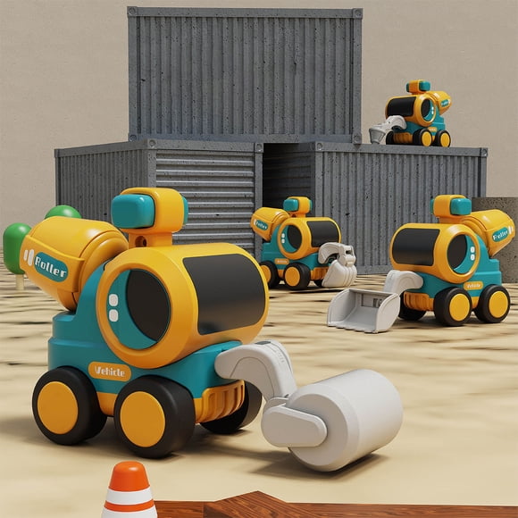 Jouets pour Garçons Voitures Jouets, Jouet Voiture Télécommandée, Ensemble de 4 Véhicules de Construction Assortis Camions Mini Voiture Jouet à Friction Pousser Jouer Véhicules d'Ingénierie pour Garçons et Filles de 3 Ans et Plus comme Cadeau