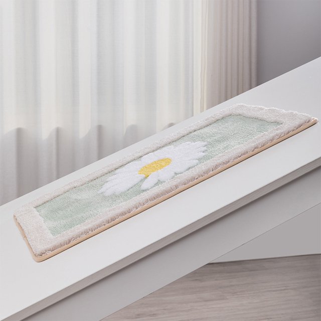 Becaristey Tapis de Bain Antidérapant et Très Absorbant Résistant à l'Usure et Durable Motif Marguerites Bleu
