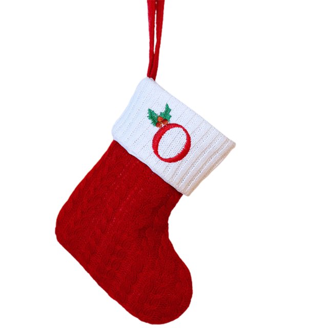 Christmas Tree Decorative Socks With Embroidered Initial Letters Red Green White Knit Stockings