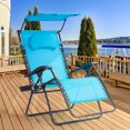 thumbnail image 5 of Patiojoy Chaise Zéro Gravité Inclinable avec Plateau à Boissons et Pare-Soleil, Bleu, 5 of 5