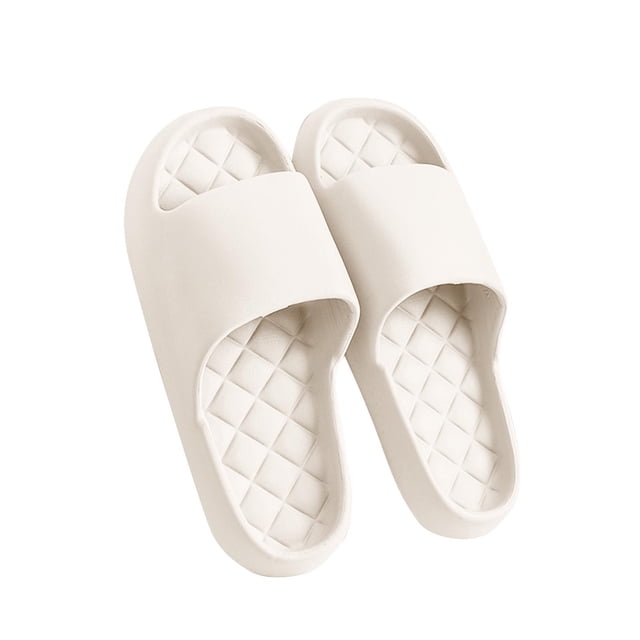 Mens and Womens Home Slippers Simplicity Solid Color Quick Drying Soft Sole Comfortable Non-Slip Indoor and Outdoor EVA Slippers White-05