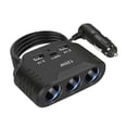 thumbnail image 1 of 3 Way 12-24V Multi Socket Car Cigarette Lighter Splitter W USB N Charger O9A7, 1 of 8