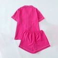 thumbnail image 4 of cfhntfmh Womens Pajama Sets Pj Set Cute Heart Print Short Sleeve Button down Shirt with Shorts 2 Piece Pjs Set, 4 of 4