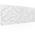 thumbnail image 1 of White Topographic Contour Gaming Mouse Pad - XL Geographic Map Lines, Minimalist Extended Large Mat, Non-Slip Rubber Base, Stitched Edge, Long Keyboard Pad for Computer, 31.5x11.8 Inch, 1 of 6