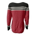 thumbnail image 4 of VgaVtl Pullover Ladies Sweaters Long Sleeve Womens Sweaters Fall Loose Color Block Knitted Red Striped Sweaters, 4 of 5