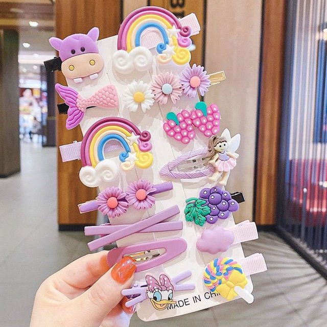 14 Pcs Pinces à Cheveux pour Bébés Filles, Accessoires pour Cheveux Colorés et Mignons / Multicolore
