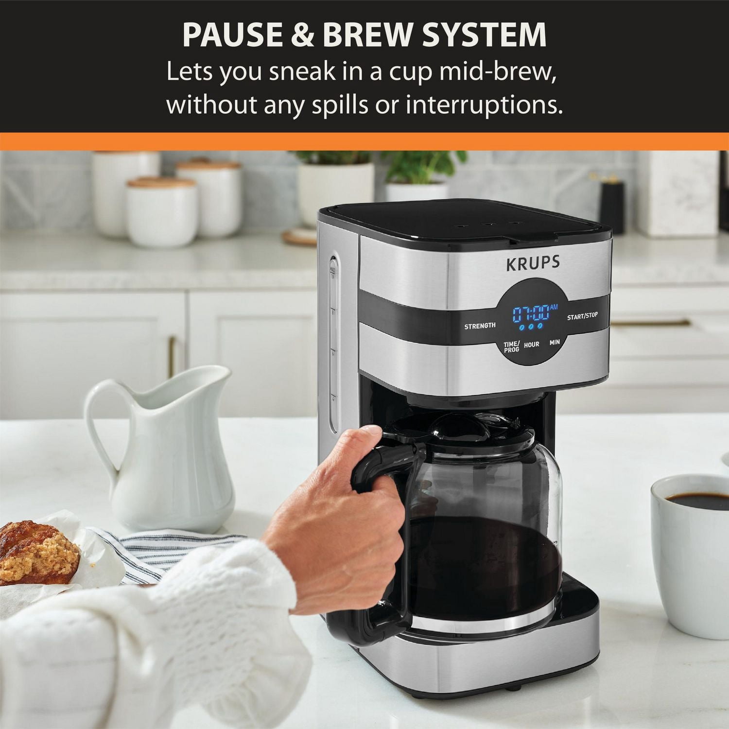 KRUPS Simply Brew Digital Screen Electric Coffee Maker, 10-Cup