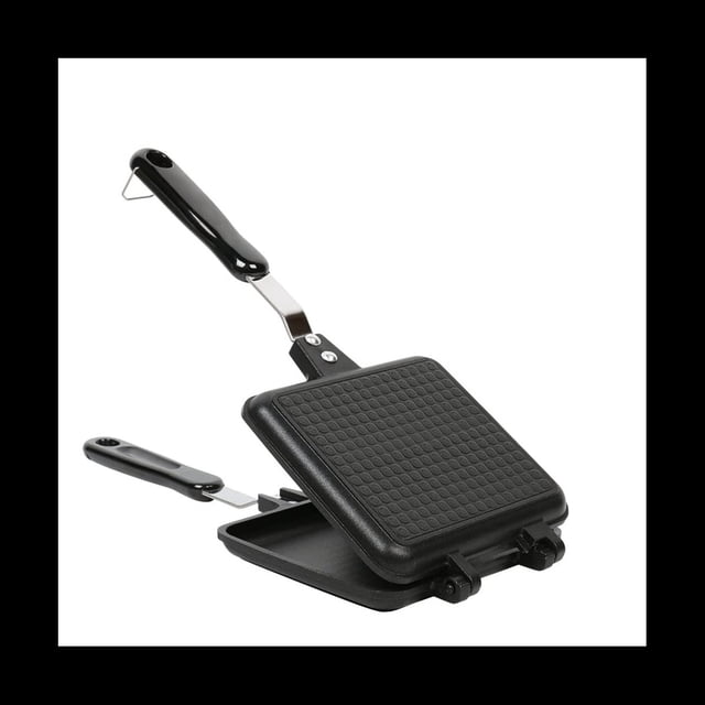 Sandwich Maker, Non-Stick Hot Sandwich Maker Grill Pans with Handle Aluminum Flip Pan for Home Kitchen,Black