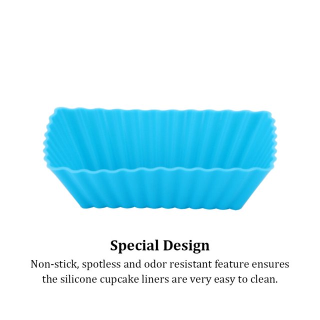 maskred 10Pcs Silicone Cake Mold Multicolor Mousse Pudding Baking Tools Non-stick Cupcake Liners Home Party Bakeware Accessories Yellow 1Set