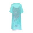 thumbnail image 3 of Pisexur Robe Grande Taille pour Femmes Ensemble Deux Pièces Robes d'Été - Été Décontracté Imprimé Floral Col Rond Sans Manches Jupe Unie Robe Maxi en Chiffon, 3 of 6