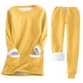 thumbnail image 1 of Kcodviy Women Autumn and Winter Thermals Top and Bottom Set Thickened Velvet Comfortable Casual Thermals for Women Cold Weather Plus Size Tops Solid Color Pocket Mid Length Slim Warm Suit, 1 of 2