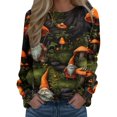 thumbnail image 1 of Pullover Tops For Womens Print O Neck Sweatshirt  Neck Fit Pullover Tops Suitable Long Sleeve Workout Shirts Loose Blouse, 1 of 4